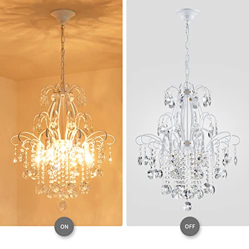 Crystal Chandelier Pendant Ceiling Light Modern Fixture, White