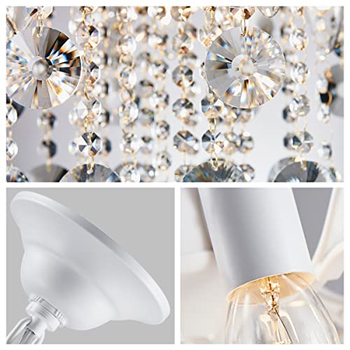 Crystal Chandelier Pendant Ceiling Light Modern Fixture, White