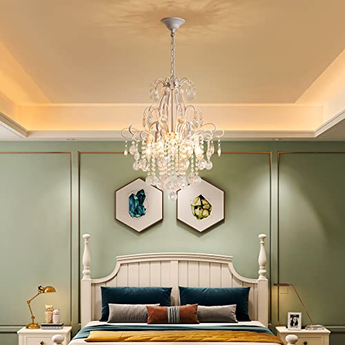 Crystal Chandelier Pendant Ceiling Light Modern Fixture, White