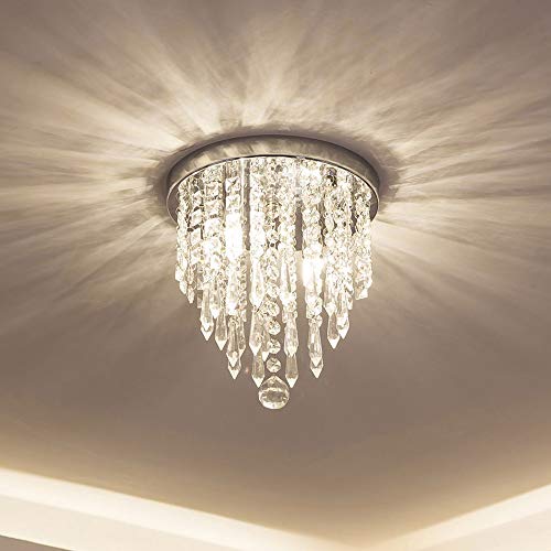 Modern Mini Crystal Chandelier, Flush Mount Ceiling Light