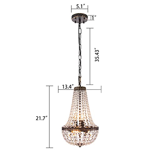 6-Light French Empire Crystal Chandelier, 13" Adjustable Bronze