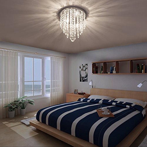 Modern Mini Crystal Chandelier, Flush Mount Ceiling Light