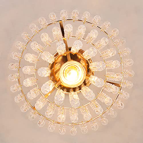 Mini Crystal Chandelier Flush Mount Ceiling Light Gold