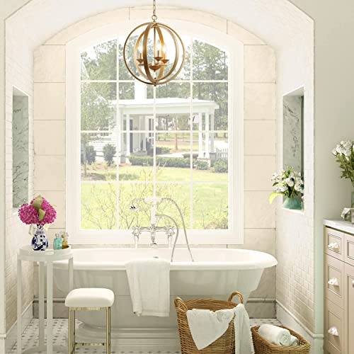 Modern Gold Orb Chandelier with 3 Lights