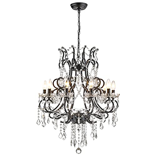 Modern Crystal Chandelier with 10 Lights, Adjustable Chain