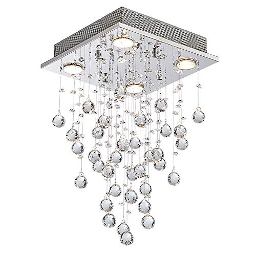 Modern Crystal Raindrop Chandelier Flush Mount LED Light