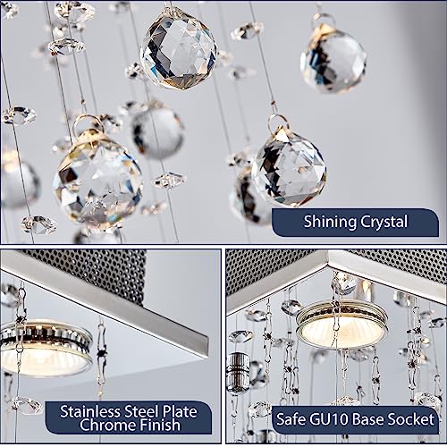 Modern Crystal Raindrop Chandelier Flush Mount LED Light