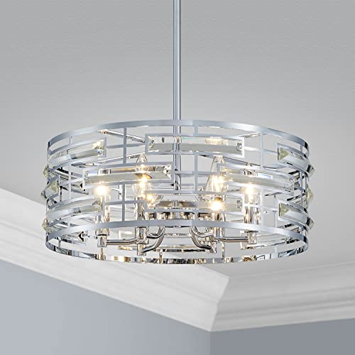Modern K9 Crystal Chandeliers, Drum Pedant Light, Chrome Finish