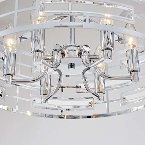 Modern K9 Crystal Chandeliers, Drum Pedant Light, Chrome Finish