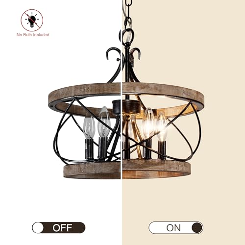 Rustic Wood Chandelier for Kitchen Dining Room Entryway