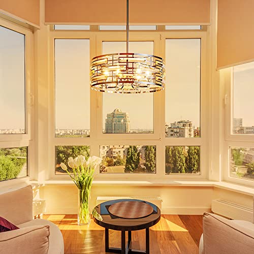 Modern K9 Crystal Chandeliers, Drum Pedant Light, Chrome Finish