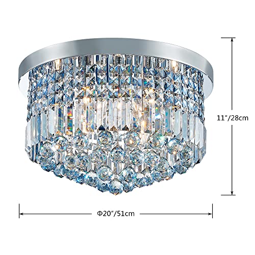 Modern 9-Light Crystal Chandelier in Lake Blue Chrome