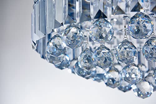Modern 9-Light Crystal Chandelier in Lake Blue Chrome