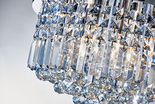 Modern 9-Light Crystal Chandelier in Lake Blue Chrome