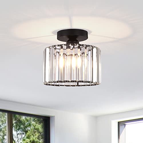 Black Crystal Chandelier Ceiling Light with E26 Base