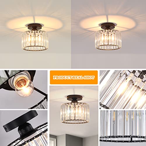 Black Crystal Chandelier Ceiling Light with E26 Base