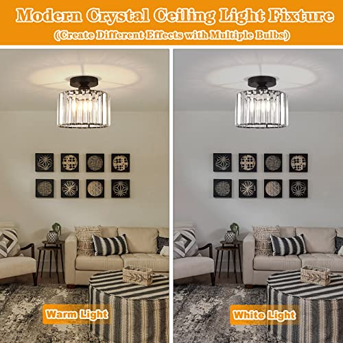 Black Crystal Chandelier Ceiling Light with E26 Base