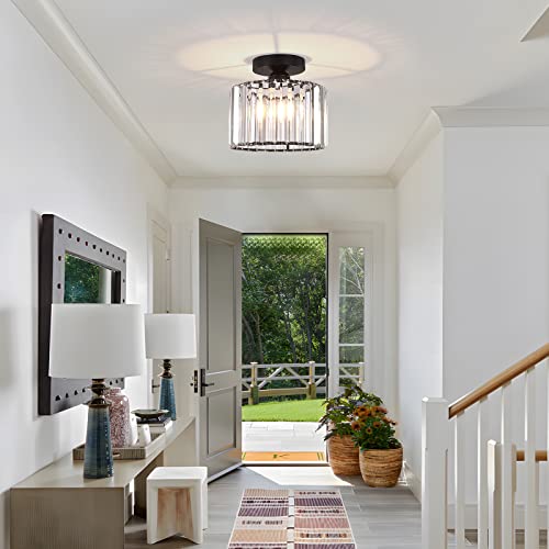 Black Crystal Chandelier Ceiling Light with E26 Base