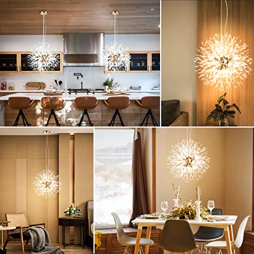 Gold Crystal Firework Chandelier, Stainless Steel Pendant Light