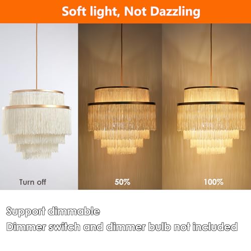 Vivihobb Boho 5-Tiered Chandelier with Metal Fringe