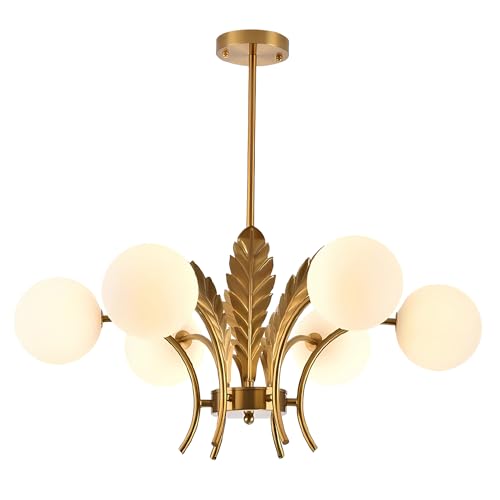 BOKT Milk Glass Chandelier Gold G9 Ceiling Light