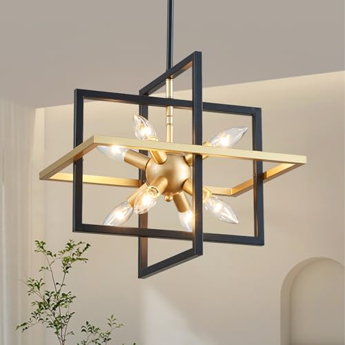 Majhoiw Black Gold Pendant Chandelier - Modern 8-Light