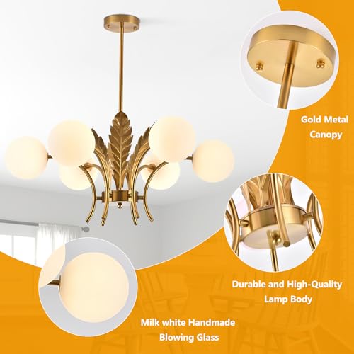 BOKT Milk Glass Chandelier Gold G9 Ceiling Light