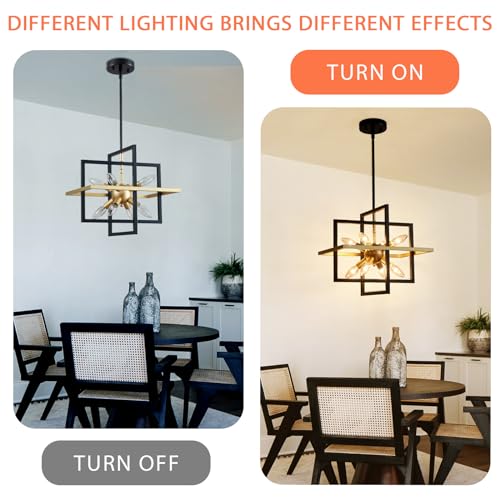 Majhoiw Black Gold Pendant Chandelier - Modern 8-Light