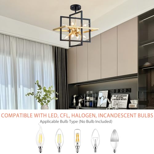 Majhoiw Black Gold Pendant Chandelier - Modern 8-Light
