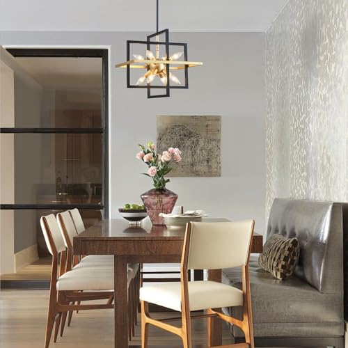 Majhoiw Black Gold Pendant Chandelier - Modern 8-Light