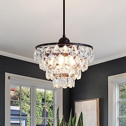Luupyia Black Crystal Pendant Chandelier - Modern Lighting