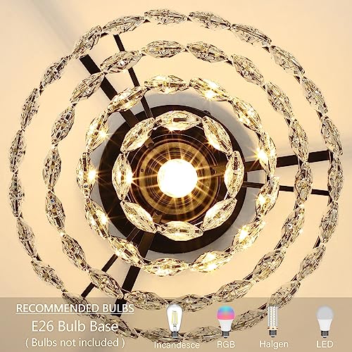 Luupyia Black Crystal Pendant Chandelier - Modern Lighting