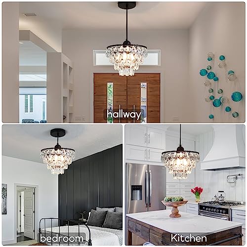 Luupyia Black Crystal Pendant Chandelier - Modern Lighting