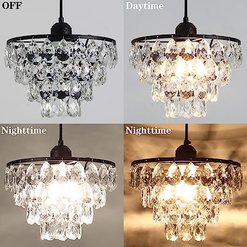 Luupyia Black Crystal Pendant Chandelier - Modern Lighting