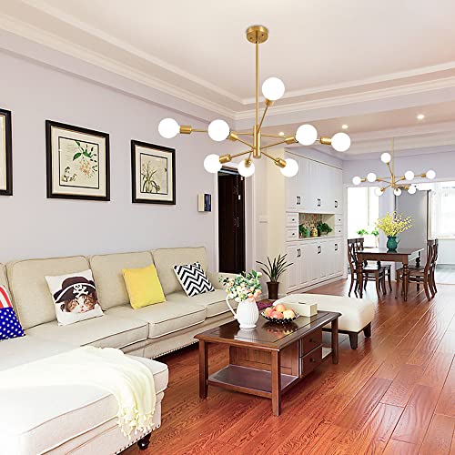 Modern Gold Sputnik Chandelier, 8 Lights for Various Rooms
