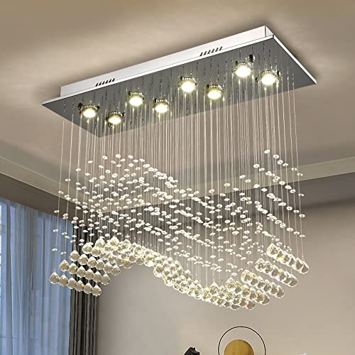 Siljoy Modern K9 Crystal Chandelier, Flush Mount Lighting