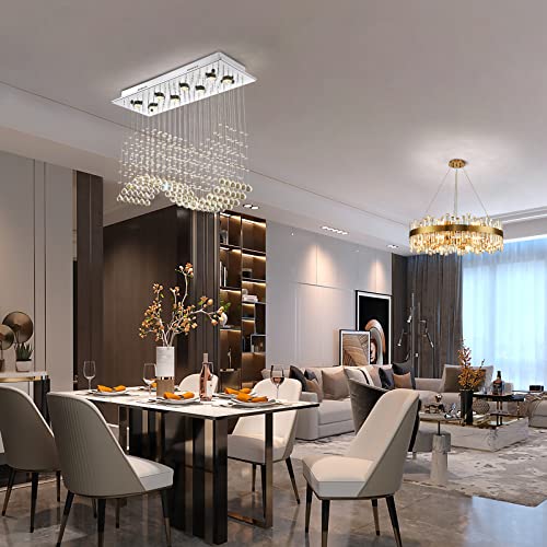 Siljoy Modern K9 Crystal Chandelier, Flush Mount Lighting