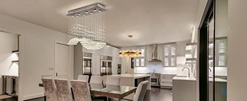 Siljoy Modern K9 Crystal Chandelier, Flush Mount Lighting