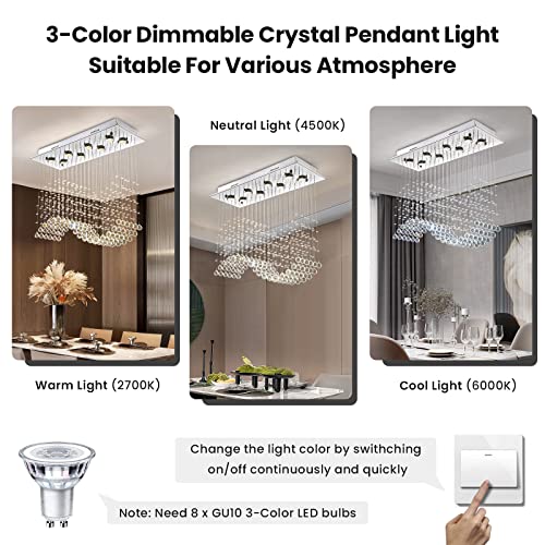Siljoy Modern K9 Crystal Chandelier, Flush Mount Lighting