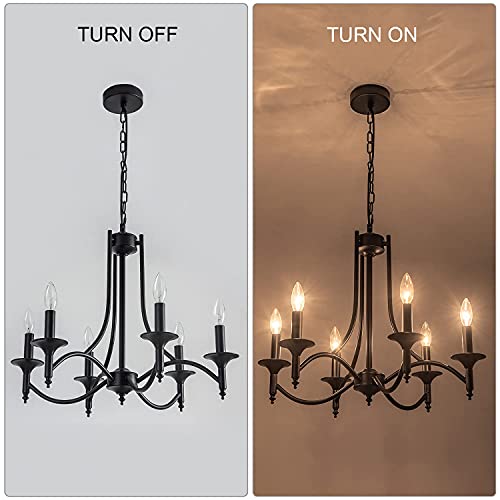 6-Light Black Farmhouse Chandelier for Dining Room Bedroom
