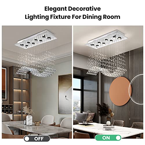 Siljoy Modern K9 Crystal Chandelier, Flush Mount Lighting