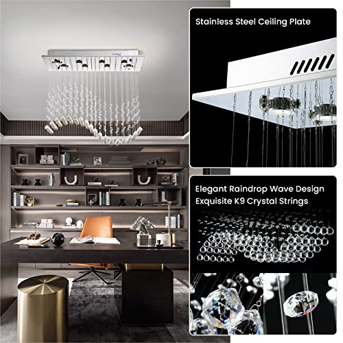 Siljoy Modern K9 Crystal Chandelier, Flush Mount Lighting