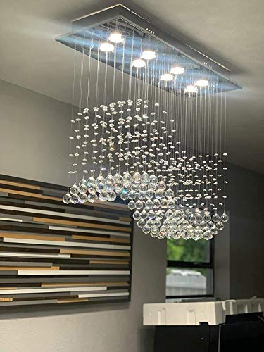 Siljoy Modern K9 Crystal Chandelier, Flush Mount Lighting