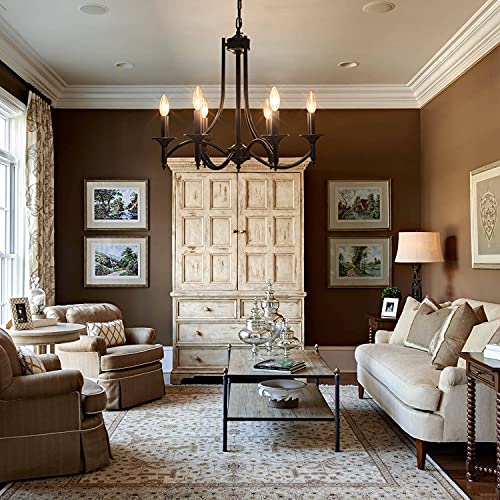 6-Light Black Farmhouse Chandelier for Dining Room Bedroom