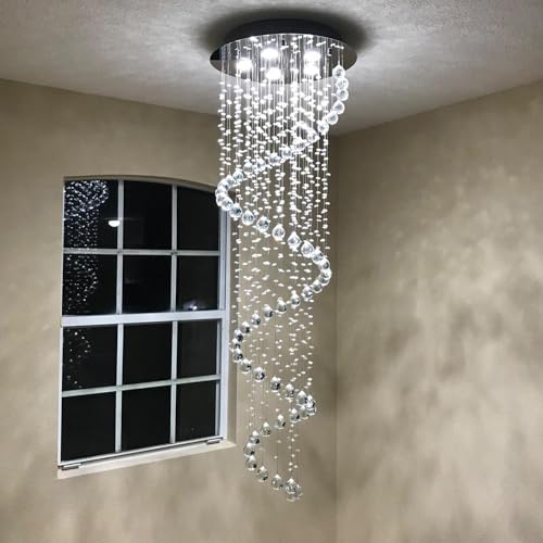 Modern Spiral Crystal Chandelier for High Ceilings