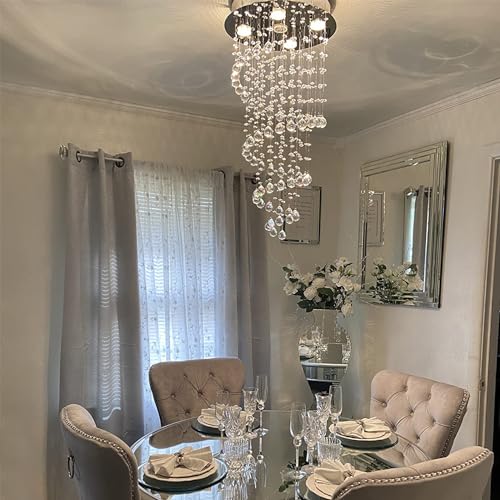Modern Spiral Crystal Chandelier for High Ceilings