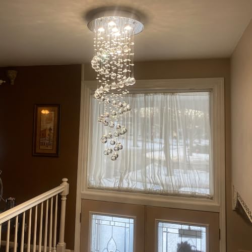 Modern Spiral Crystal Chandelier for High Ceilings