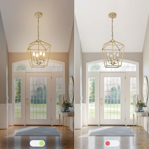 Gold Geometric Chandelier Light, Modern Ceiling Metal Cage
