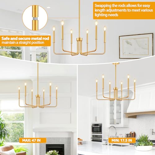 Gold 6-Light Farmhouse Chandelier for Dining Room Lighting