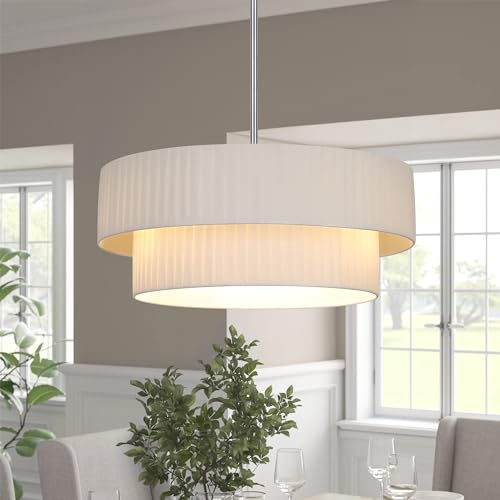 Modern 3-Light Drum Chandelier with Fabric Lampshades